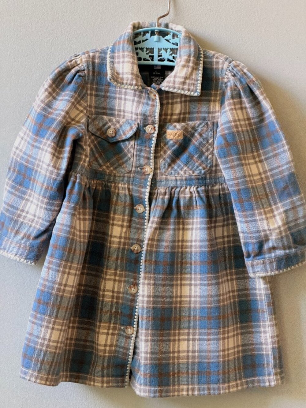 Polo Ralph Lauren 18m-24m Soft Flannel Dress in Blue and Brown